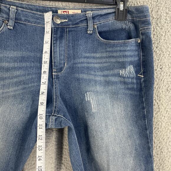 LEI Jeans Juniors 17 Long Felicia Low Rise Bootcut Embroidered Distressed Faded - Picture 4 of 13